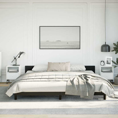 Bed Frame without Mattress Faux Leather Black California King