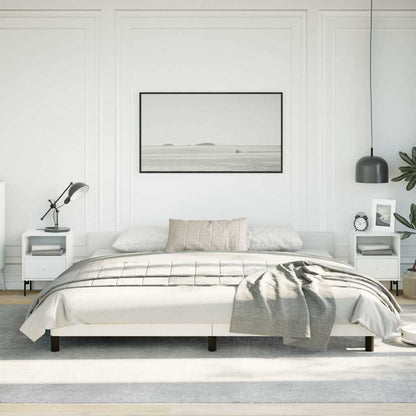 Bed Frame without Mattress Faux Leather White California King