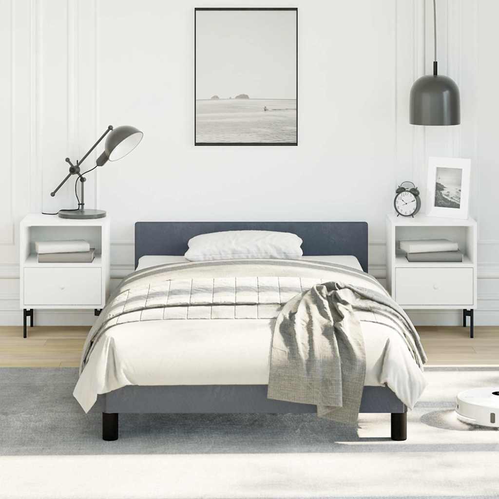 Bed Frame without Mattress Velvet Dark grey Twin