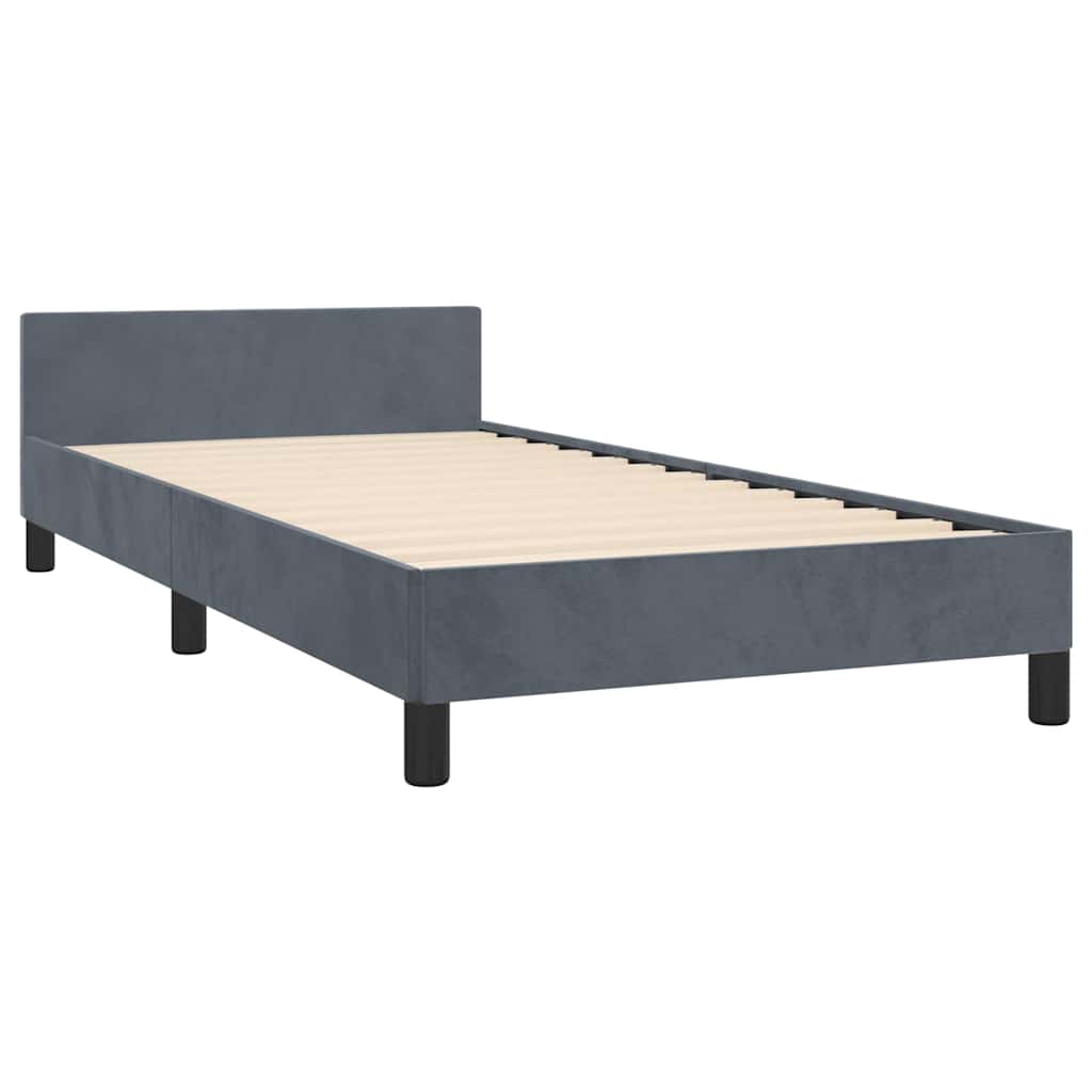 Bed Frame without Mattress Velvet Dark grey Twin XL
