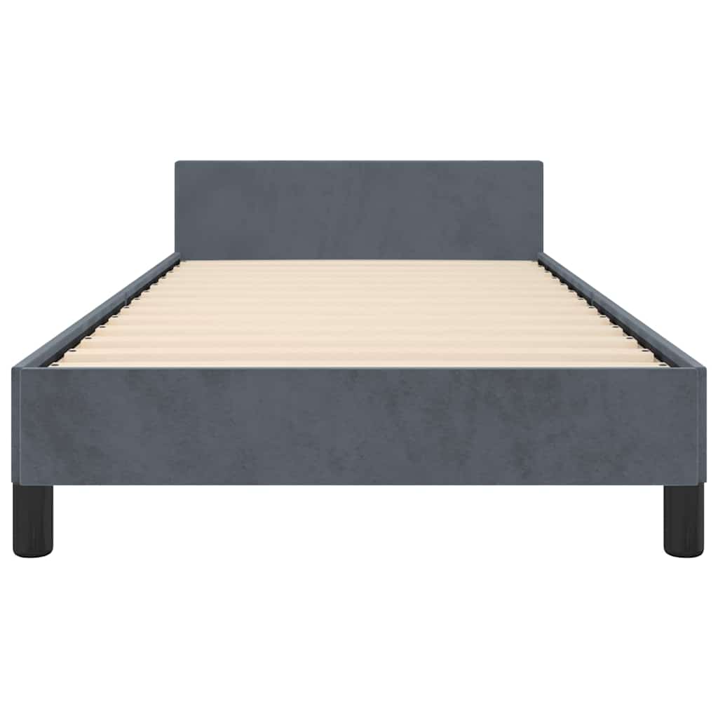 Bed Frame without Mattress Velvet Dark grey Twin XL