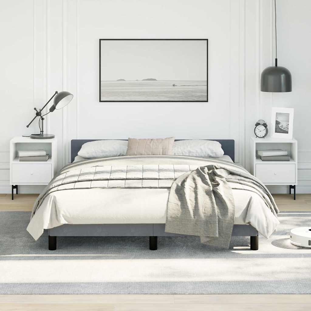 Bed Frame without Mattress Velvet Dark grey Double Size