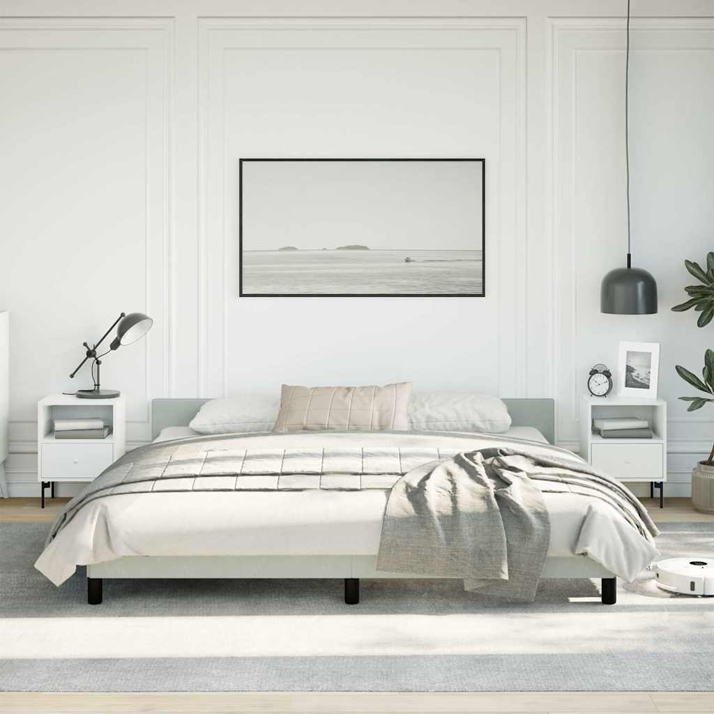 Bed Frame without Mattress Velvet Light grey King