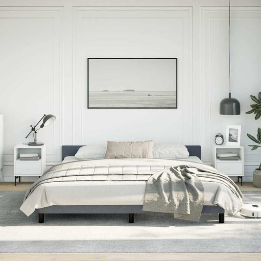Bed Frame without Mattress Velvet Dark grey California King