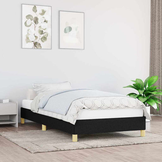 Bed Frame without Mattress 135x190 cm Double Fabric Black 3FT Single 25 cm