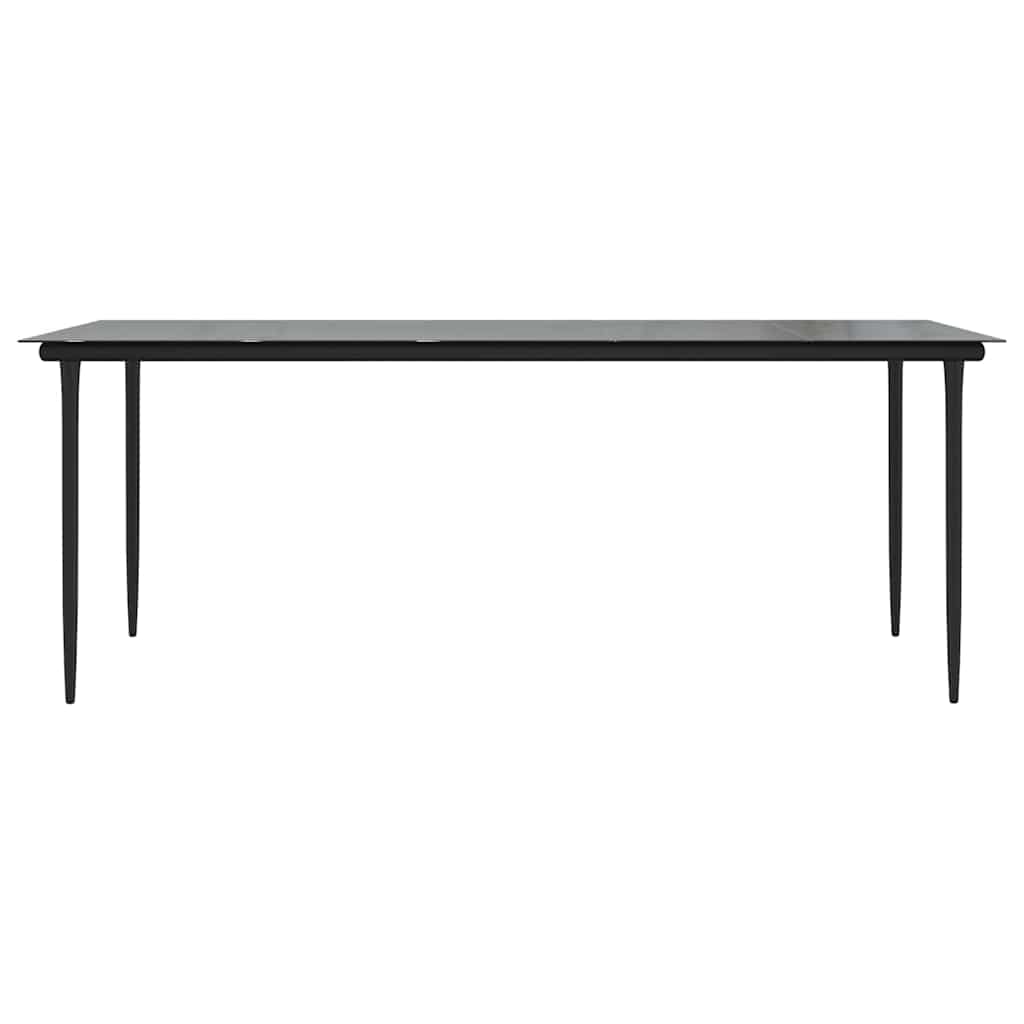 vidaXL Garden Dining Table Black 200x100x74cm Steel and Tempered Glass 3