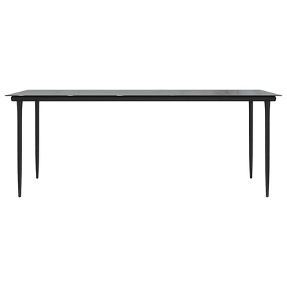 vidaXL Garden Dining Table Black 200x100x74cm Steel and Tempered Glass 3
