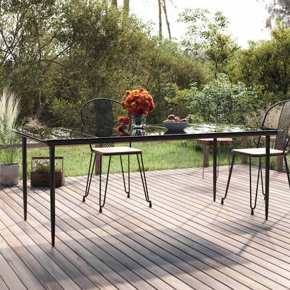 vidaXL Garden Dining Table Black 200x100x74cm Steel and Tempered Glass 1