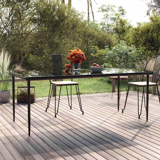 vidaXL Garden Dining Table Black 200x100x74cm Steel and Tempered Glass 1
