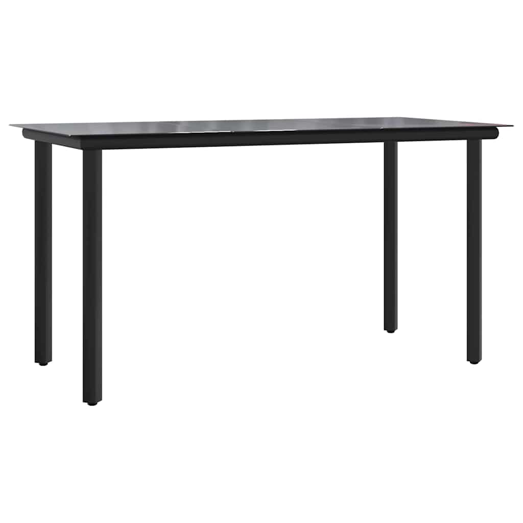 vidaXL Garden Dining Table Black 200x100x74cm Steel and Tempered Glass 2