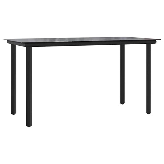 vidaXL Garden Dining Table Black 200x100x74cm Steel and Tempered Glass 2