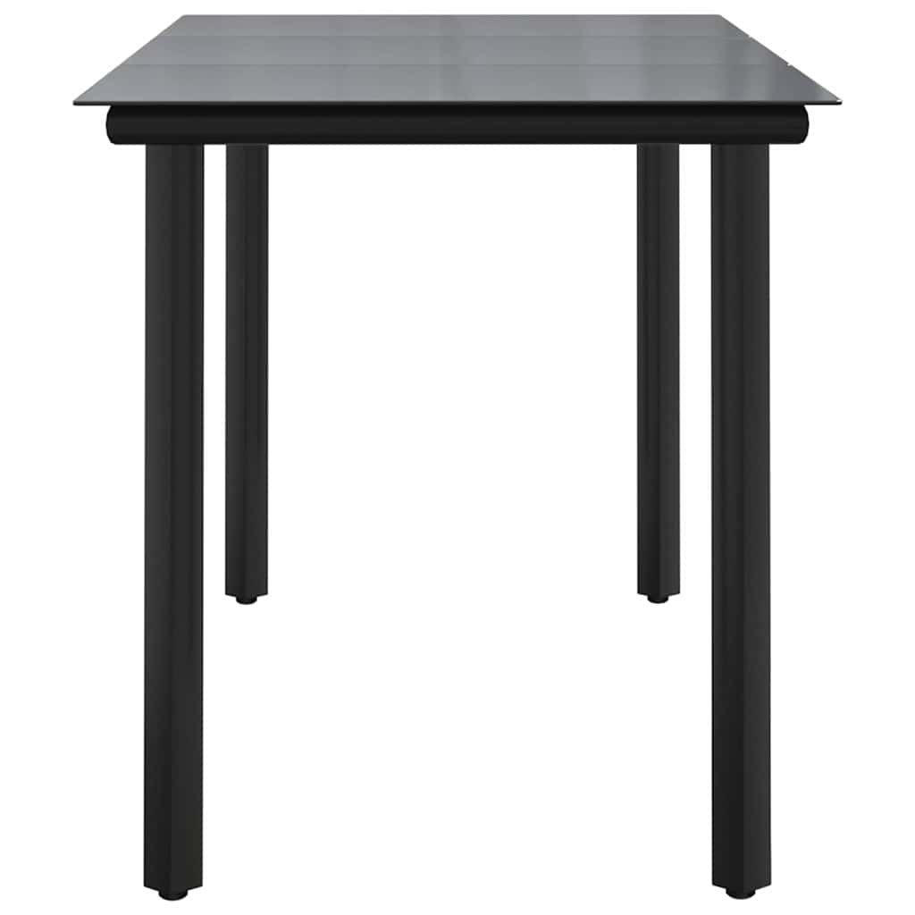 vidaXL Garden Dining Table Black 200x100x74cm Steel and Tempered Glass 4