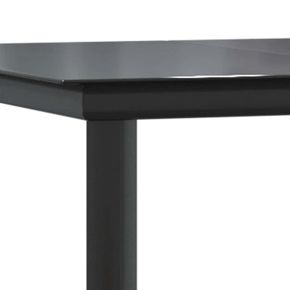 vidaXL Garden Dining Table Black 200x100x74cm Steel and Tempered Glass 6