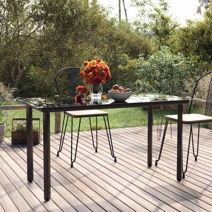 vidaXL Garden Dining Table Black 200x100x74cm Steel and Tempered Glass 1