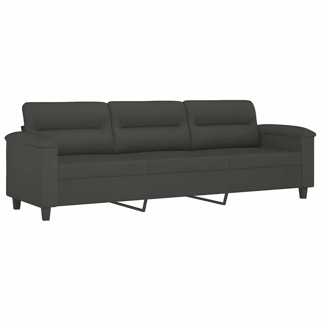 vidaXL 3-Seater Sofa Dark Grey 210 cm Microfibre Fabric 2