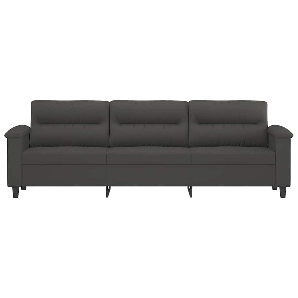 vidaXL 3-Seater Sofa Dark Grey 210 cm Microfibre Fabric 3