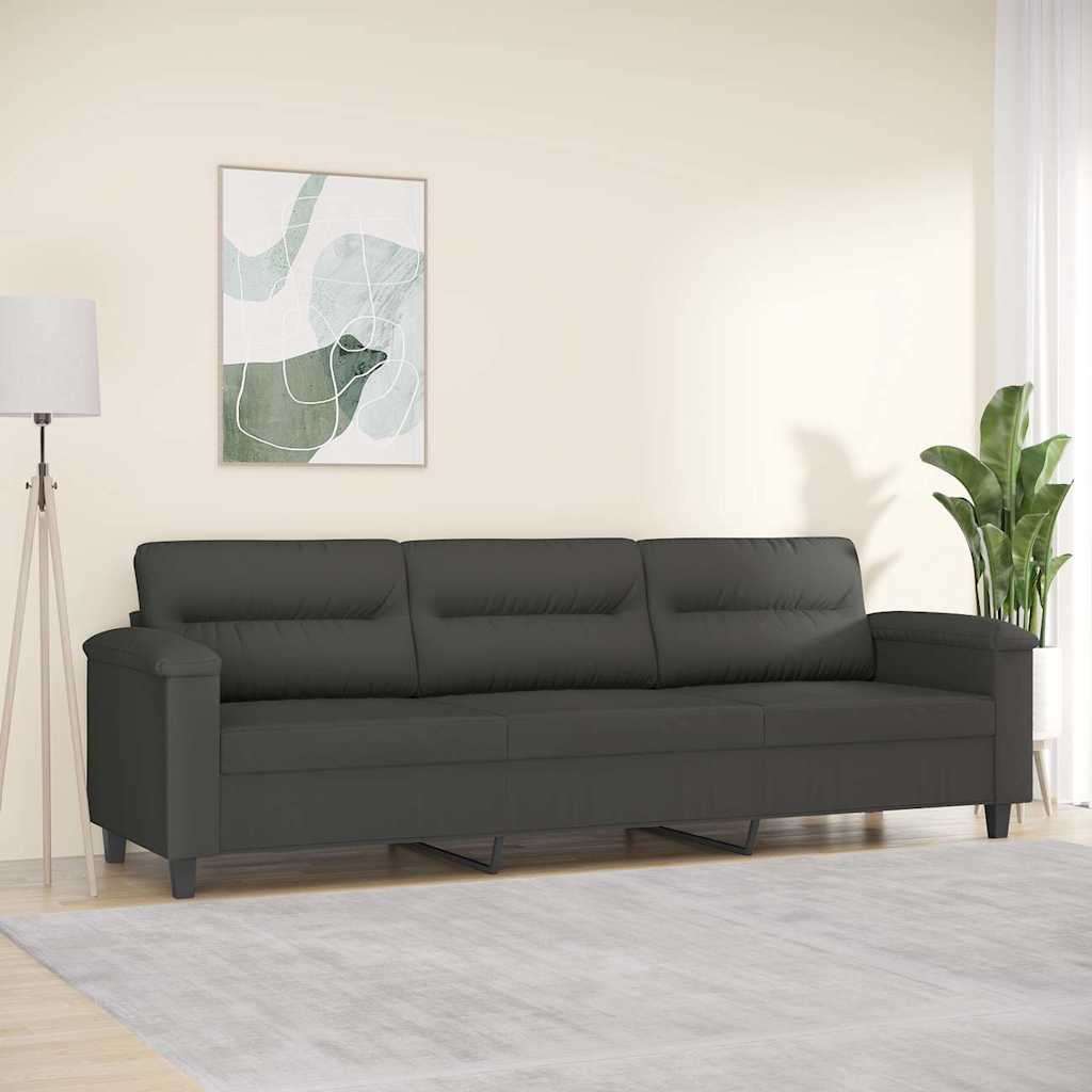 vidaXL 3-Seater Sofa Dark Grey 210 cm Microfibre Fabric 1