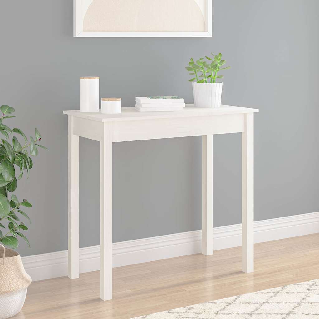 Console Table 80x40x75 cm Solid Wood Pine White 80 cm
