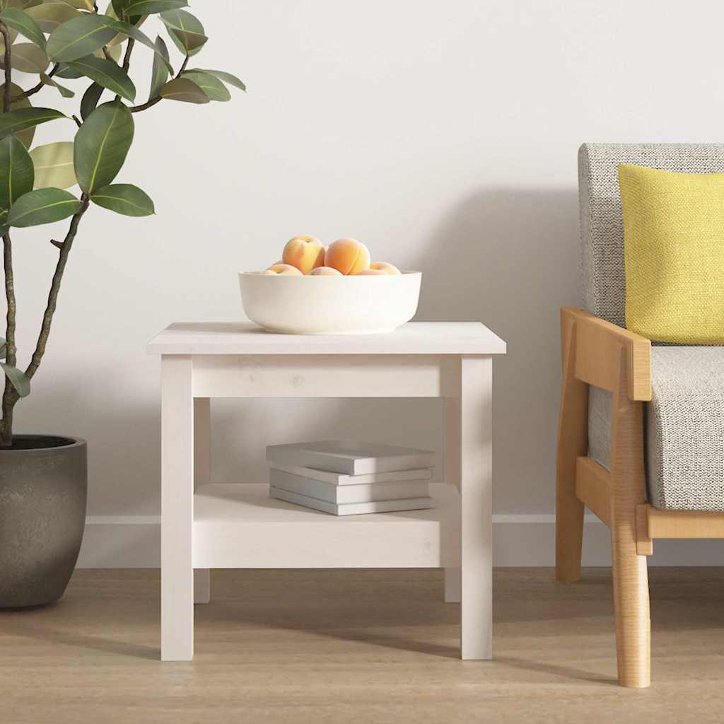 Coffee Table Solid Wood Pine White 45 cm 45 cm