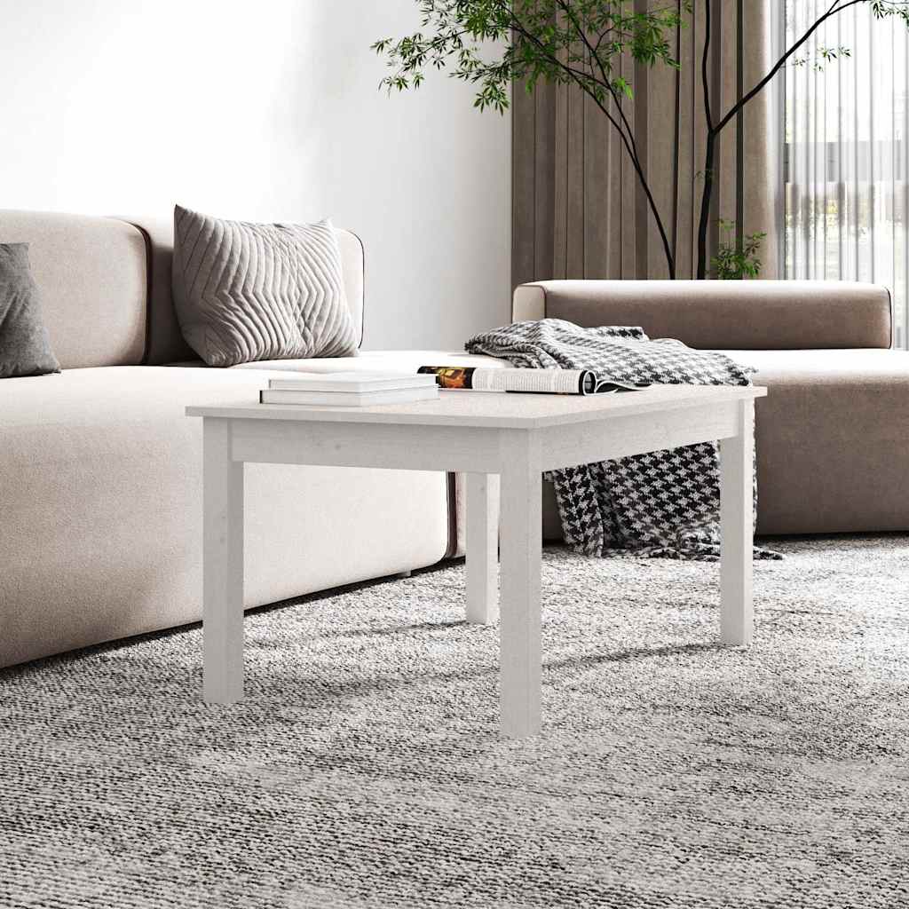 Coffee Table Solid Wood Pine Height 40 cm White 80 cm 50 cm