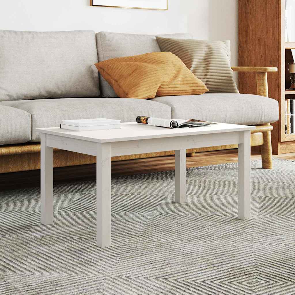 Coffee Table Solid Wood Pine Height 40 cm White 80 cm 50 cm