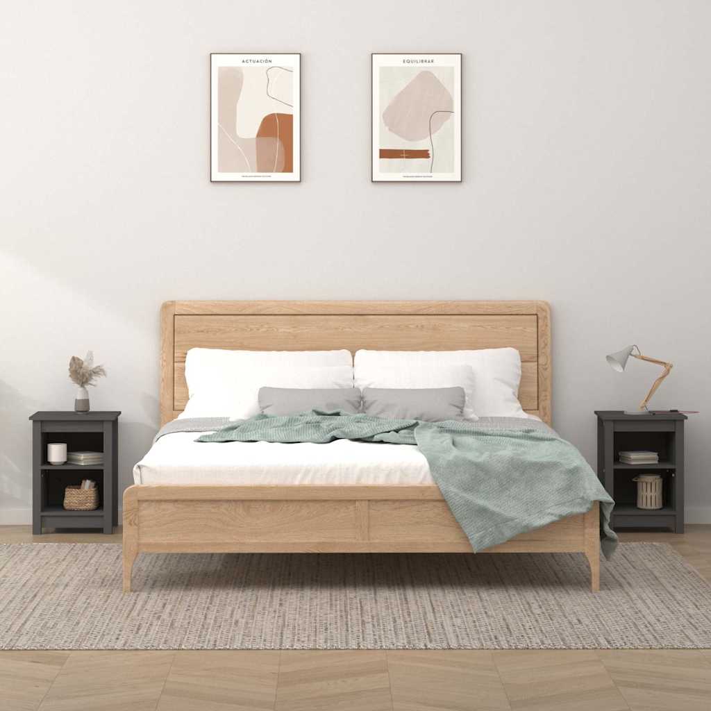 Bedside Cabinets 40x35x55 cm Solid Wood Pine Grey 2