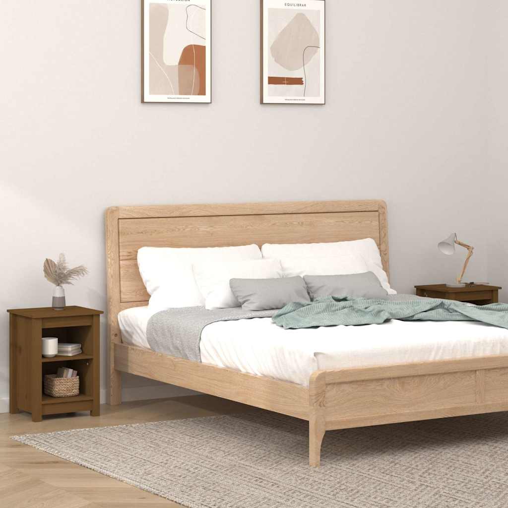Bedside Cabinets 40x35x55 cm Solid Wood Pine Honey brown 2