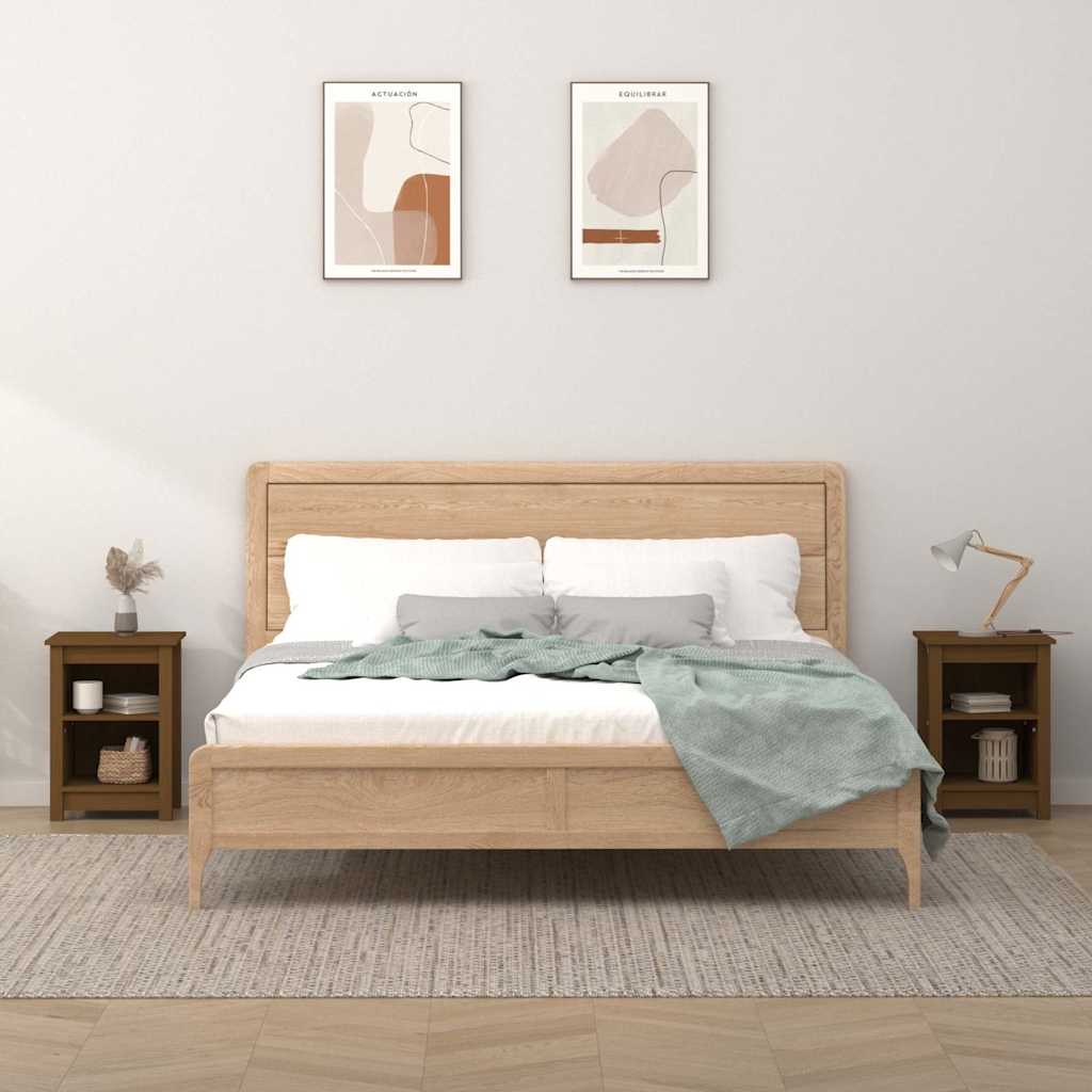 Bedside Cabinets 40x35x55 cm Solid Wood Pine Honey brown 2