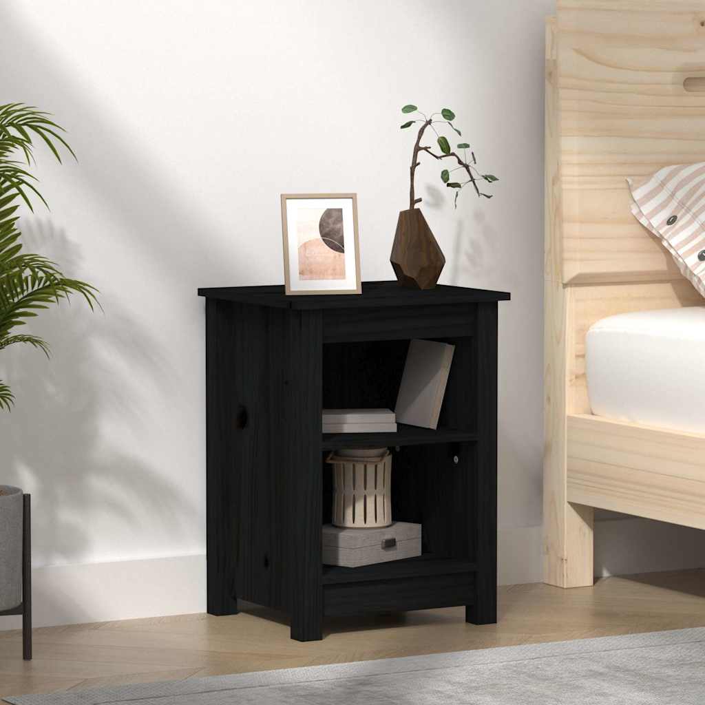 Bedside Cabinets 40x35x55 cm Solid Wood Pine Black 1