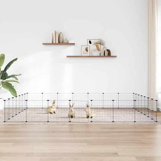8-Panel Pet Cage Black 70x70x35 cm Steel 4.3 cm 4.3 cm 28-panel with door