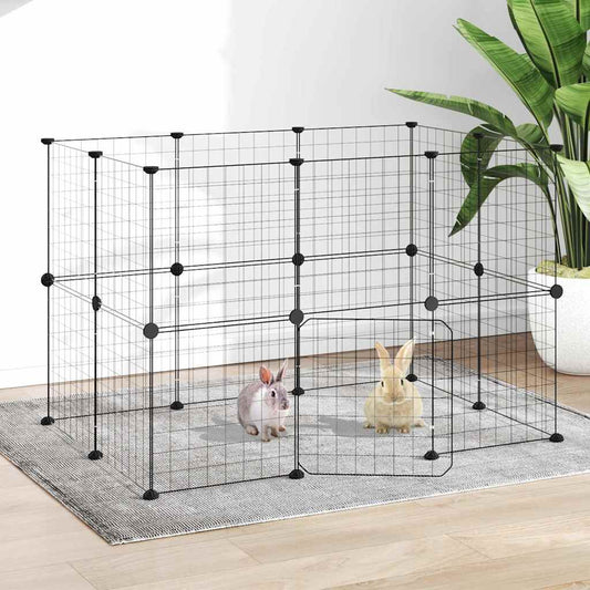 8-Panel Pet Cage Black 35x35x70 cm Steel 4.3 cm 4.3 cm 20-panel with door