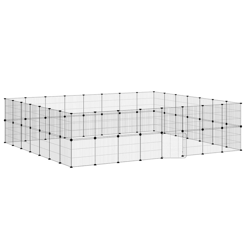 vidaXL 60-Panel Pet Cage with Door Black 280x245x70 cm Steel 2
