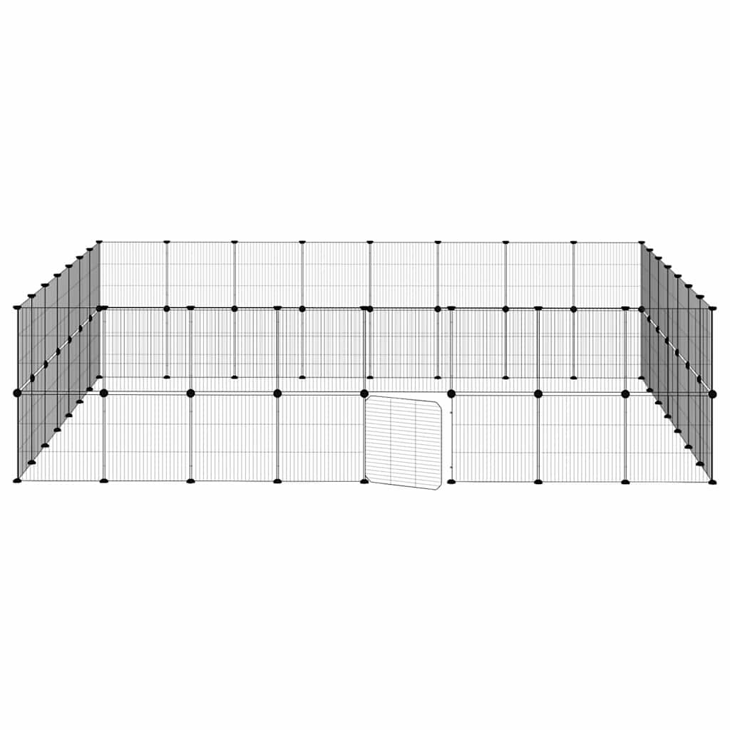 vidaXL 60-Panel Pet Cage with Door Black 280x245x70 cm Steel 4