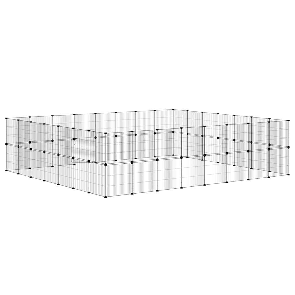 vidaXL 60-Panel Pet Cage with Door Black 280x245x70 cm Steel 5