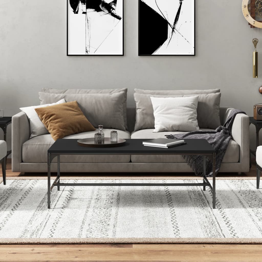 Coffee Table Engineered Wood Depth 50 cm Height 35 cm Black
