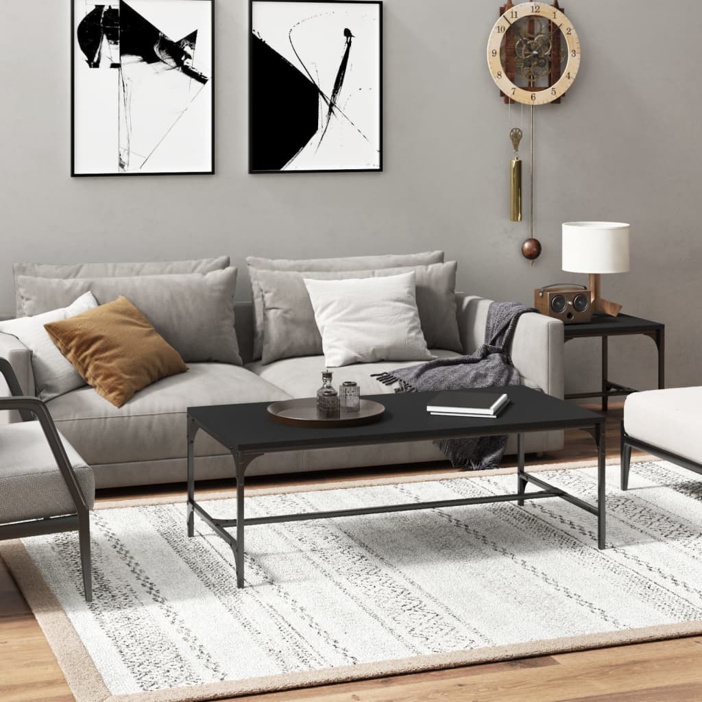 Coffee Table Engineered Wood Depth 50 cm Height 35 cm Black