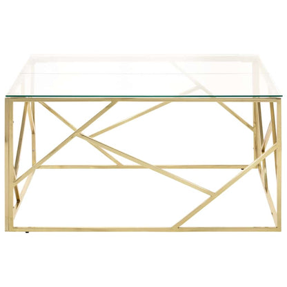 vidaXL Coffee Table Gold Stainless Steel and Tempered Glass 3