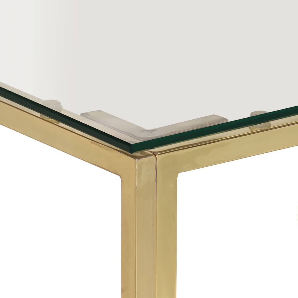 vidaXL Coffee Table Gold Stainless Steel and Tempered Glass 4