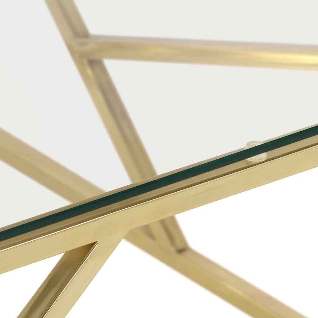 vidaXL Coffee Table Gold Stainless Steel and Tempered Glass 5