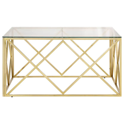 vidaXL Coffee Table Gold Stainless Steel and Tempered Glass 4