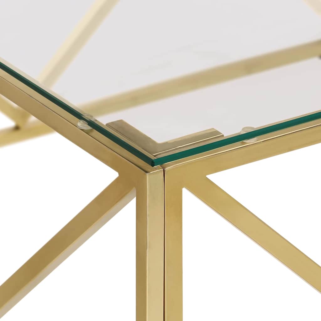 vidaXL Coffee Table Gold Stainless Steel and Tempered Glass 5