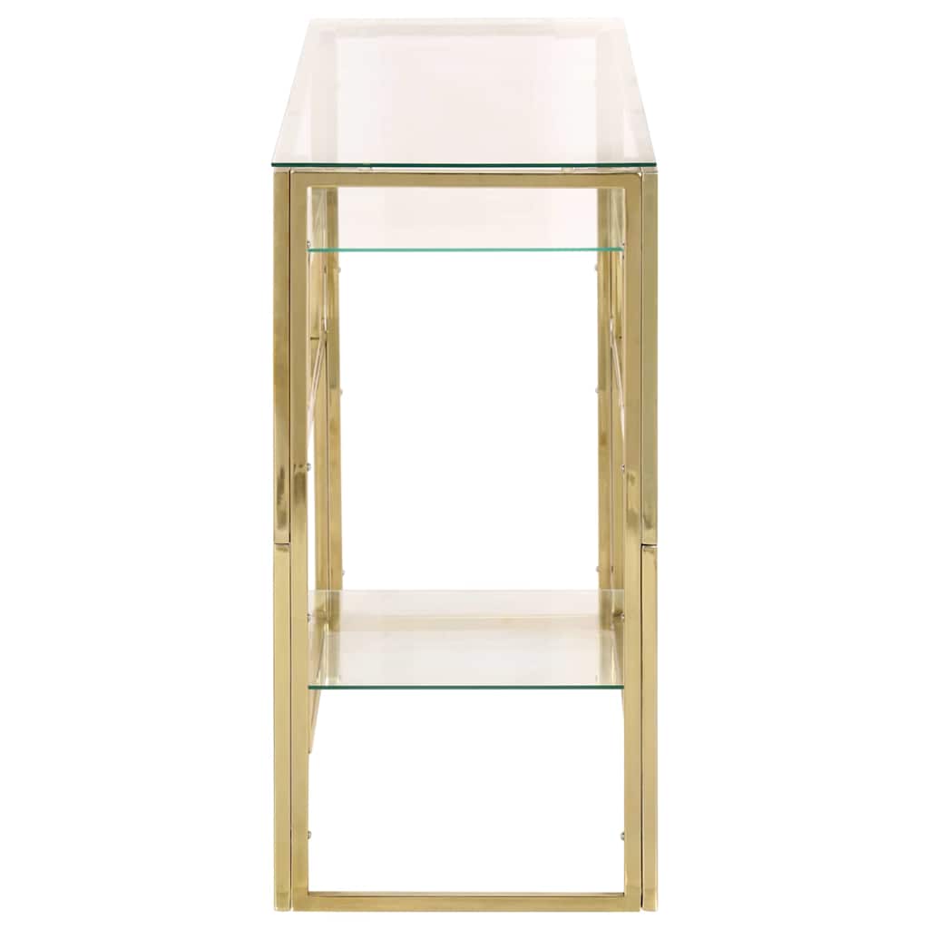 Console Table Stainless Steel and Tempered Gold