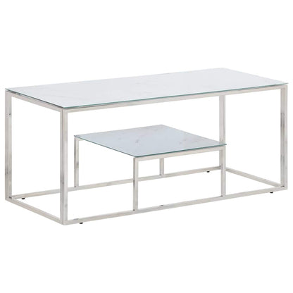 Coffee Table Stainless Steel and Solid Sleeper Silver and white