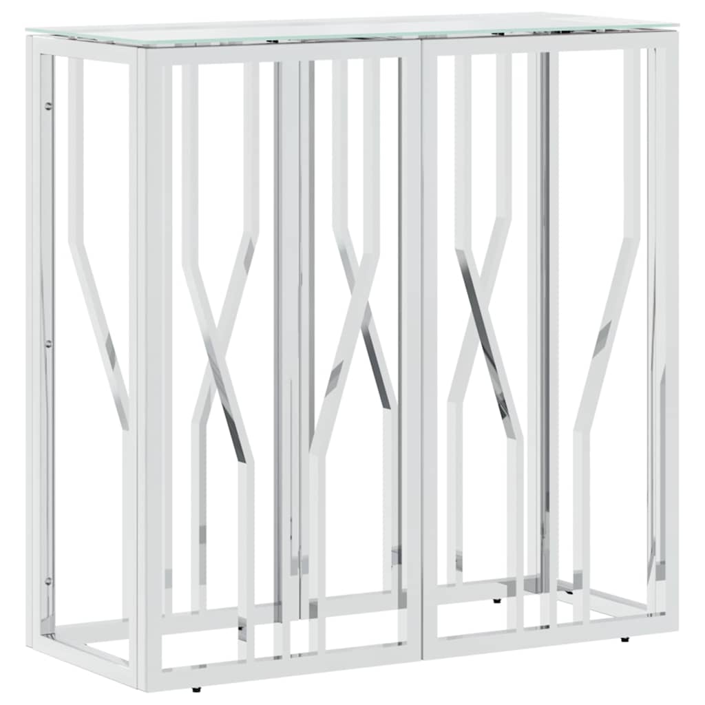 Console Table 70x30x70 cm Stainless Steel Silver Glass