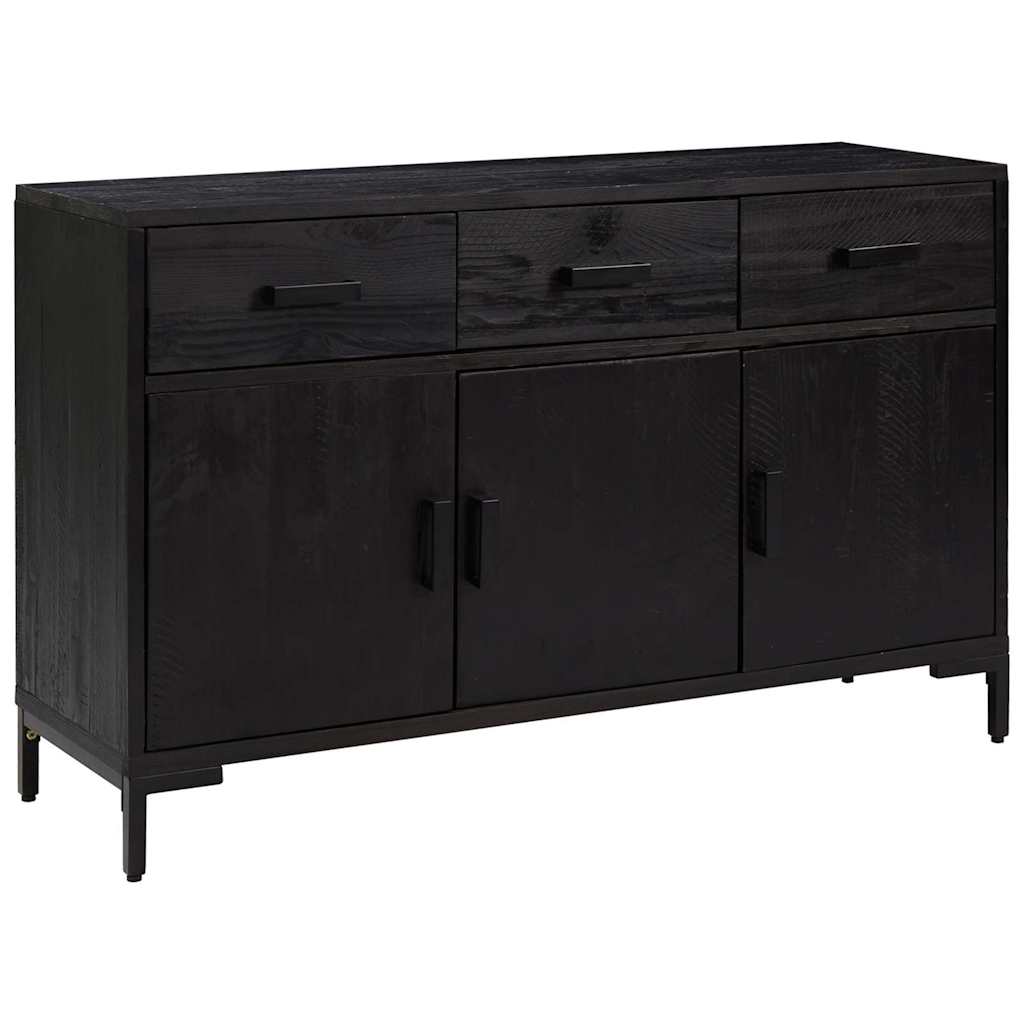 vidaXL Sideboard Black 110x35x70 cm Solid Pinewood 2