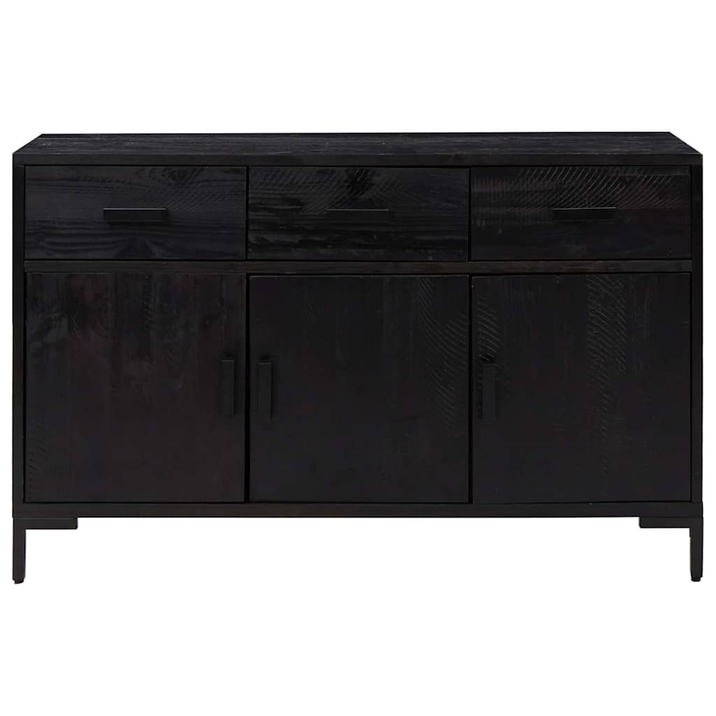 vidaXL Sideboard Black 110x35x70 cm Solid Pinewood 3