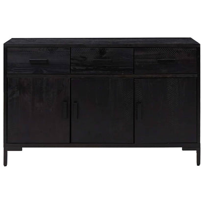 vidaXL Sideboard Black 110x35x70 cm Solid Pinewood 3