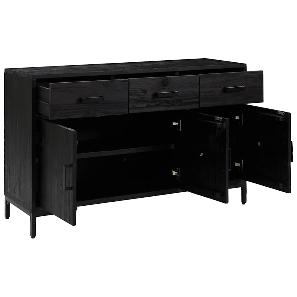 vidaXL Sideboard Black 110x35x70 cm Solid Pinewood 4