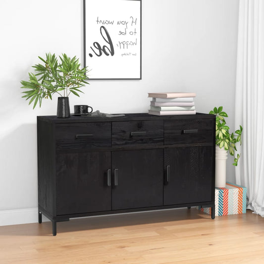 vidaXL Sideboard Black 110x35x70 cm Solid Pinewood 1
