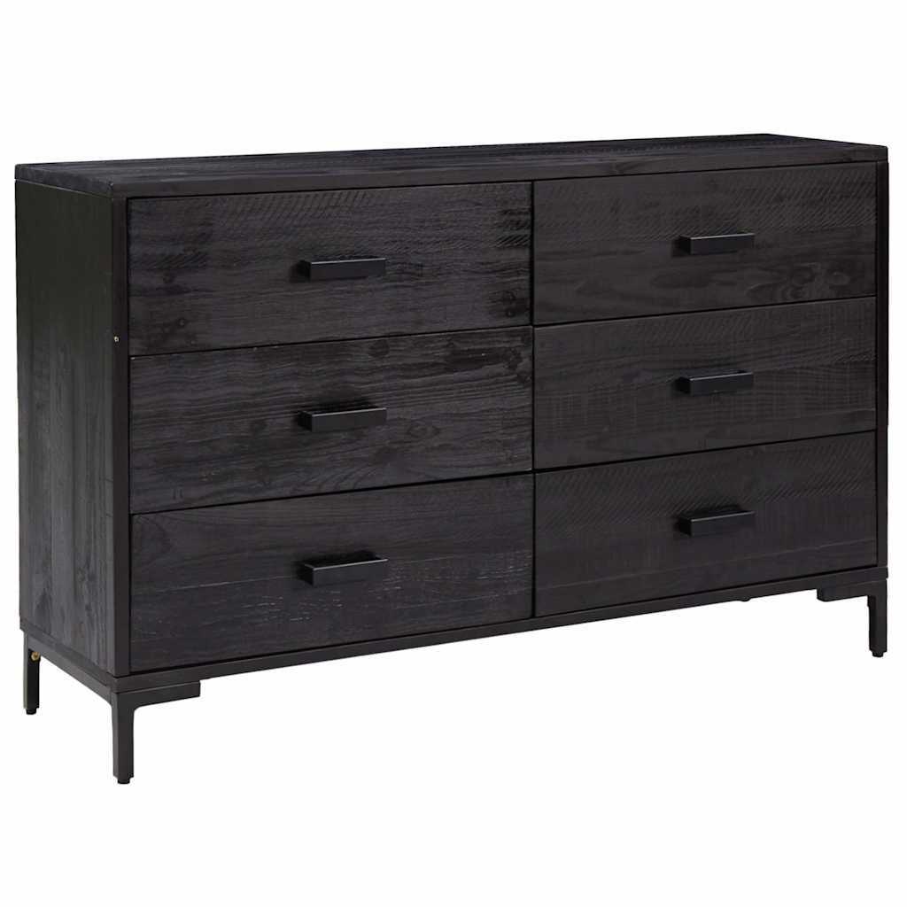 vidaXL Sideboard Black 110x35x70 cm Solid Pinewood 2